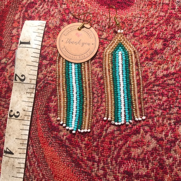 Native American Beaded Earrings Bohemian - Picture 2 of 2